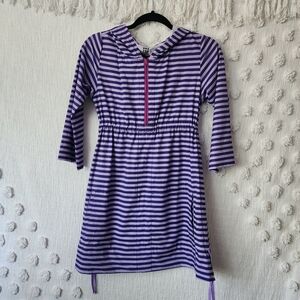 Title Nine Striped Purple Hooded Longsleeve Hiking Dress Size 9
